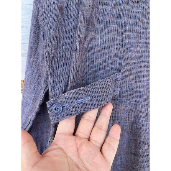 Flax By Jeanne Engelhart 100% Linen Textured Full Zip Up size small - Picture 7 of 7